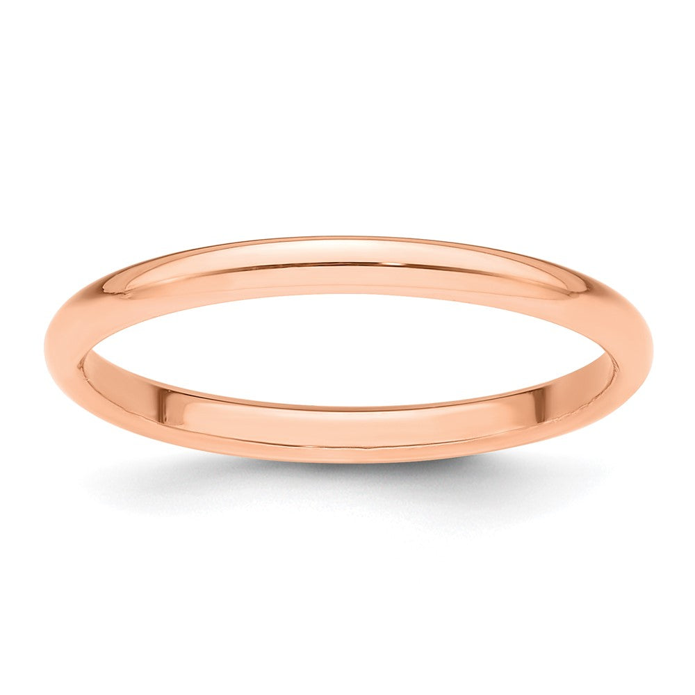 14K Rose Gold 2mm Half Round Wedding Band Size 9.5