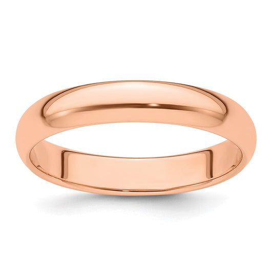 14k Rose Gold 4mm Half Round Wedding Band Ring