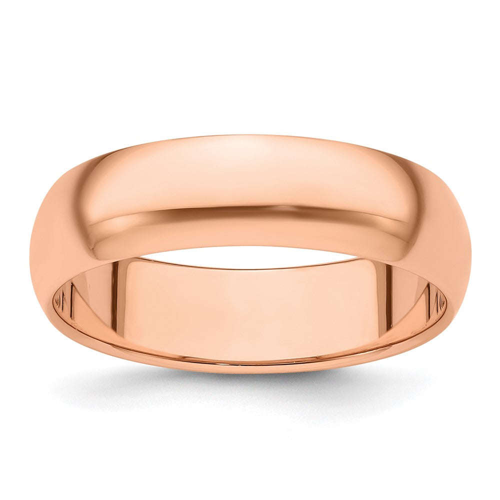 18k Rose Gold 6mm Half-Round Wedding Band Ring