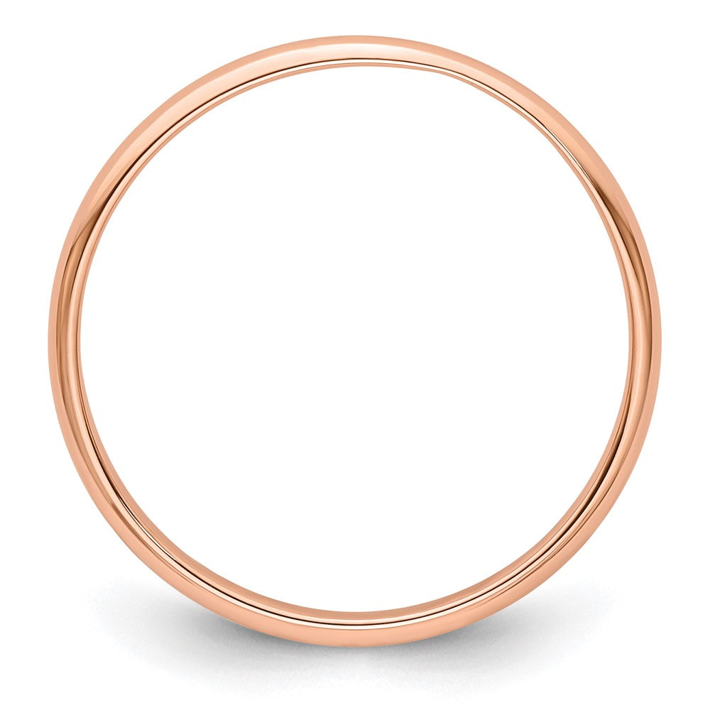 14k Rose Gold 2mm Lightweight Half Round Wedding Band Ring