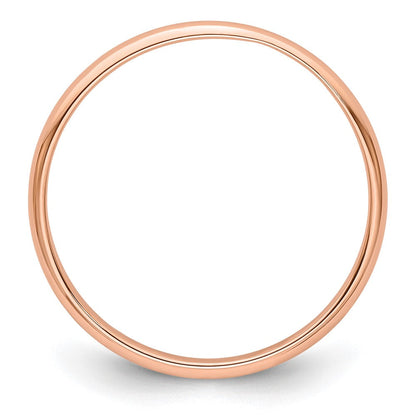 14k Rose Gold 2mm Lightweight Half Round Wedding Band Ring