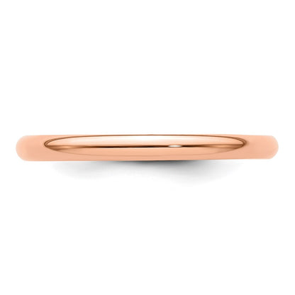 14K Rose Gold 2mm Lightweight Half Round Wedding Band