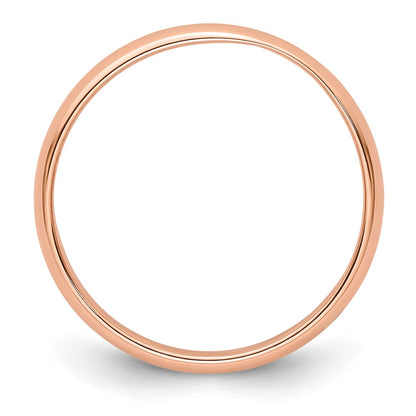 14K Rose Gold 3mm Lightweight Half Round Wedding Band