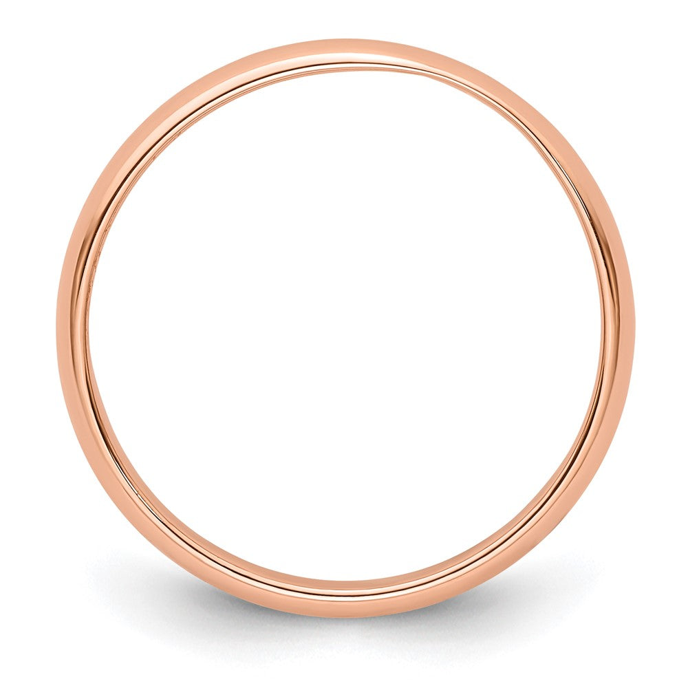 18k Rose Gold 3mm Lightweight Half Round Wedding Band Ring