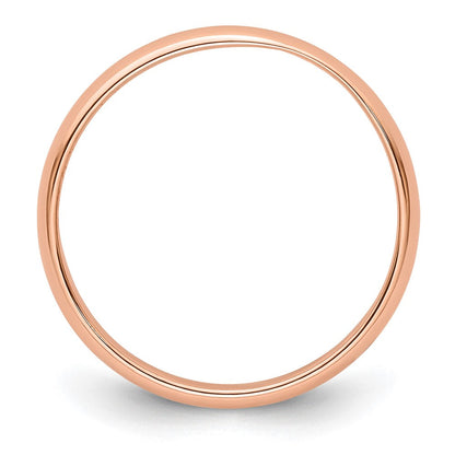14k Rose Gold 3mm Lightweight Half Round Wedding Band Ring