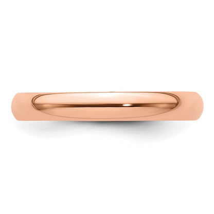 14K Rose Gold 3mm Lightweight Half Round Wedding Band