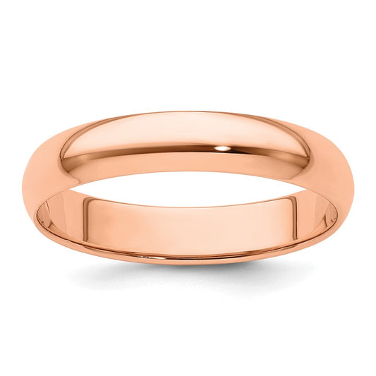 14k Rose Gold 4mm Lightweight Half Round Wedding Band Ring