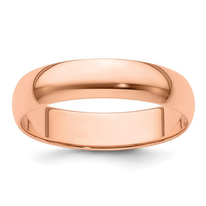 18k Rose Gold 5mm Lightweight Half Round Wedding Band Ring