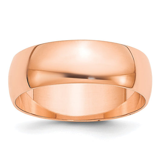 14k Rose Gold 6mm Lightweight Half Round Wedding Band Ring