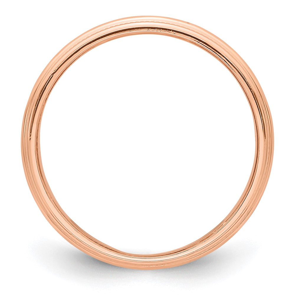 18k Rose Gold 3mm Milgrain Half-Round Wedding Band Ring