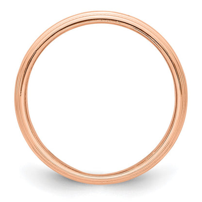 14k Rose Gold 3mm Milgrain Half-Round Wedding Band Ring