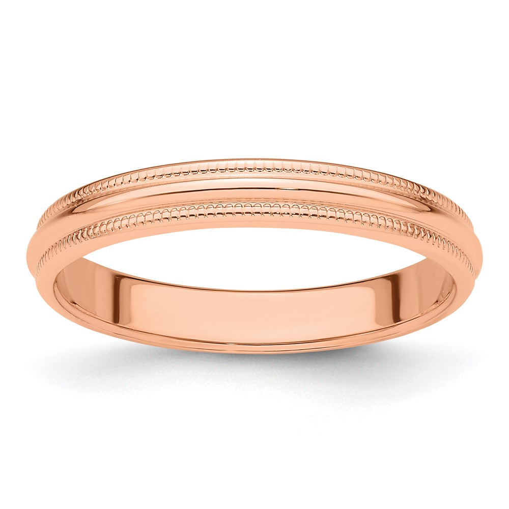 18k Rose Gold 3mm Milgrain Half-Round Wedding Band Ring