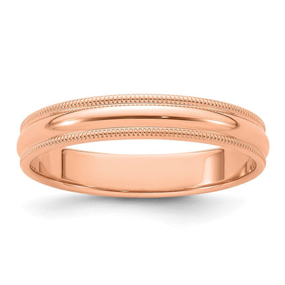 18k Rose Gold 4mm Milgrain Half-Round Wedding Band Ring