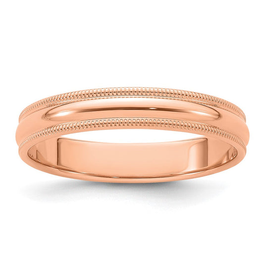 18k Rose Gold 4mm Milgrain Half-Round Wedding Band Ring