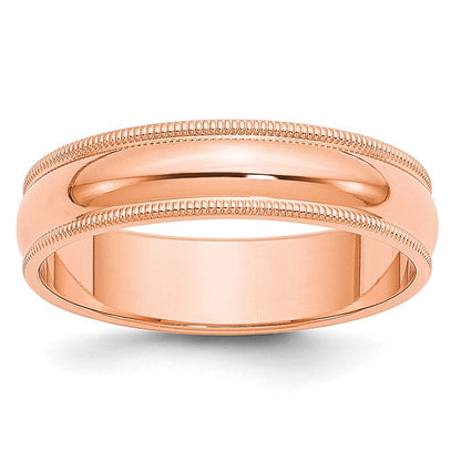 18k Rose Gold 5mm Milgrain Half-Round Wedding Band Ring
