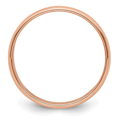 14k Rose Gold 6mm Milgrain Half-Round Wedding Band Ring