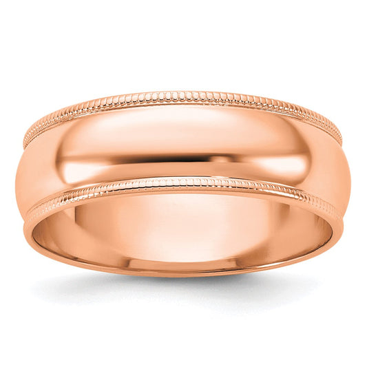 14k Rose Gold 6mm Milgrain Half-Round Wedding Band Ring