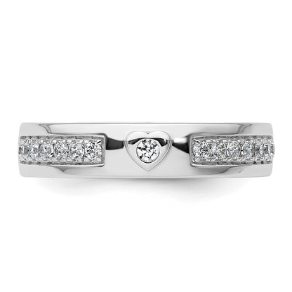 14k White Gold 1/3 Ct. Lab Grown Diamond VS/SI+ G+ Men's Heart Band Ring