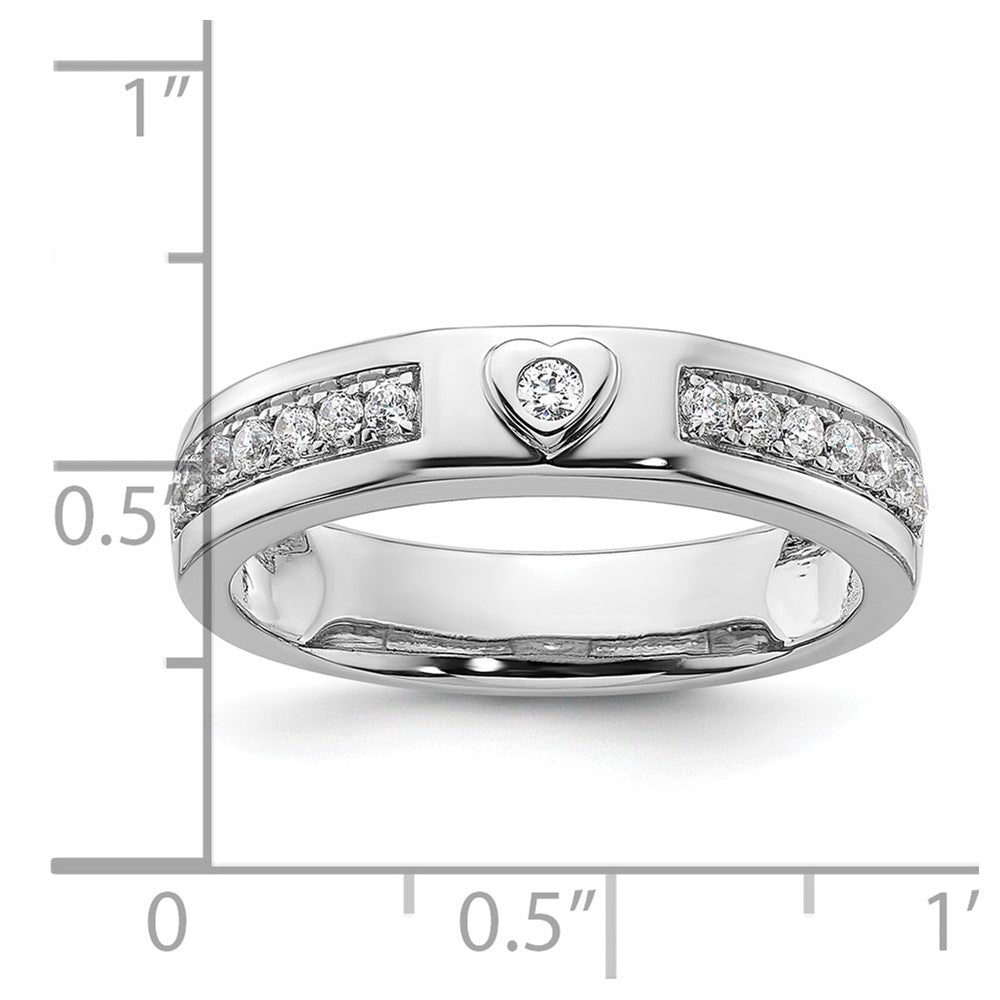 14k White Gold 1/3 Ct. Lab Grown Diamond VS/SI+ G+ Men's Heart Band Ring
