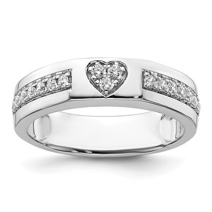 14k White Gold 1/4 Ct. Lab Grown Diamond VS/SI+ G+ Cut-Out Heart Band Ring