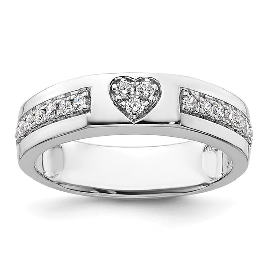 14k White Gold 1/4 Ct. Lab Grown Diamond VS/SI+ G+ Cut-Out Heart Complete Band
