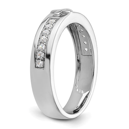 14k White Gold 1/4 Ct. Lab Grown Diamond VS/SI+ G+ Men's Cross Band Ring