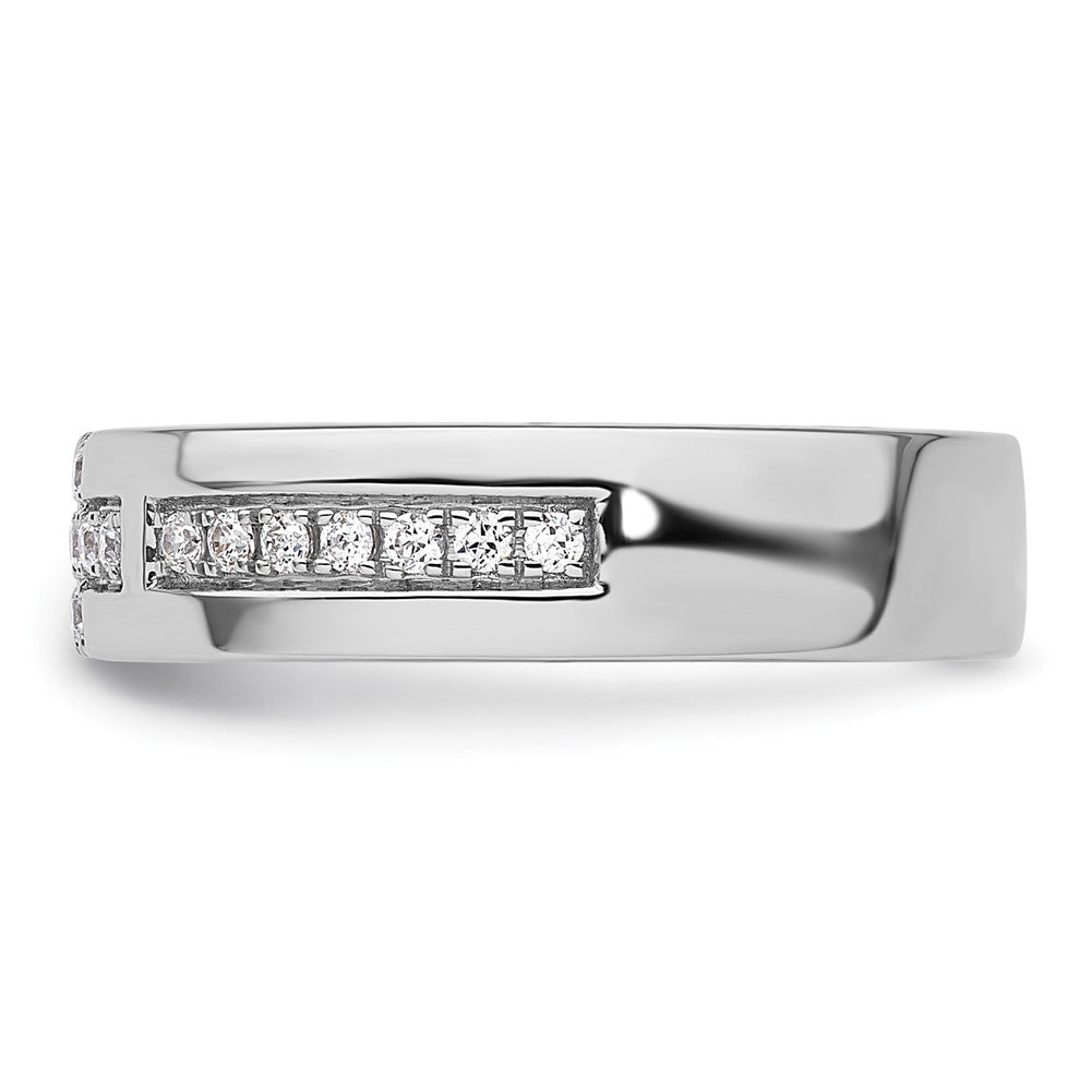 14k White Gold 1/5 Ct. Lab Grown Diamond VS/SI+ G+ Cross Band Ring