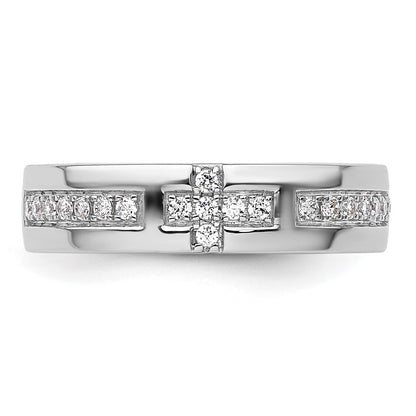 14k White Gold 1/5 Ct. Lab Grown Diamond VS/SI+ G+ Cross Band Ring