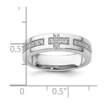 14k White Gold 1/5 Ct. Lab Grown Diamond VS/SI+ G+ Cross Band Ring