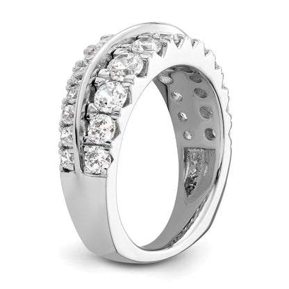 14K White Gold Lab Grown Diamond VS/SI+ G+ Wave Double Band Ring
