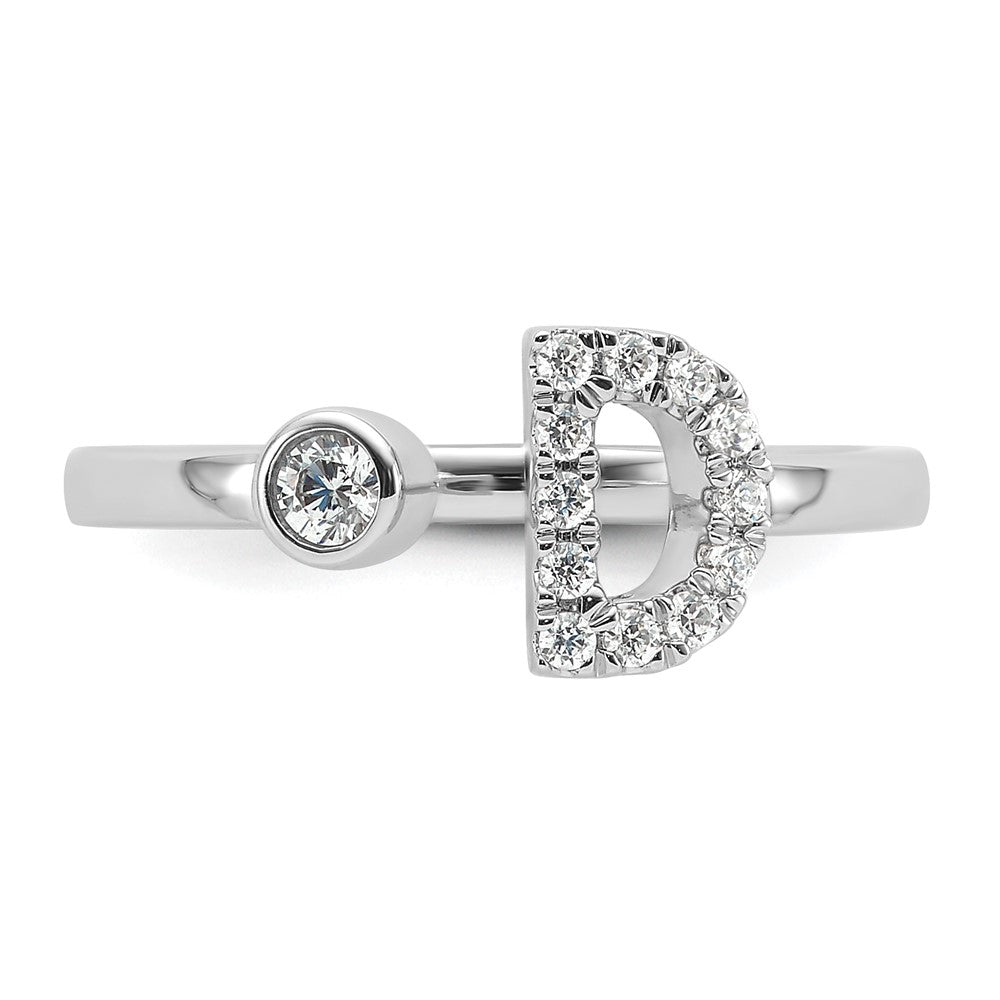 14k White Gold 1/5 Ct. Lab Grown Diamond VS/SI+ G+ Initial D Adjustable Ring