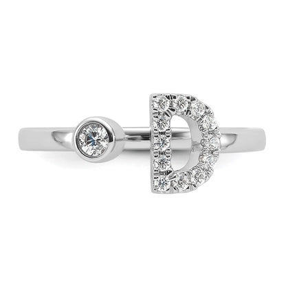 14k White Gold 1/5 Ct. Lab Grown Diamond VS/SI+ G+ Initial D Adjustable Ring