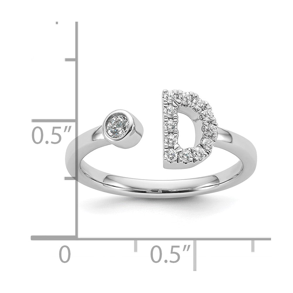 14k White Gold 1/5 Ct. Lab Grown Diamond VS/SI+ G+ Initial D Adjustable Ring