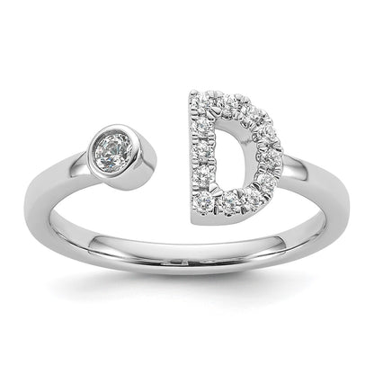 14k White Gold 1/5 Ct. Lab Grown Diamond VS/SI+ G+ Initial D Adjustable Ring