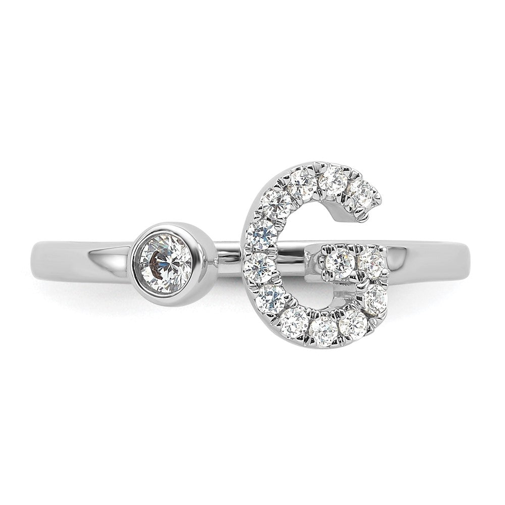 14k White Gold 1/5 Ct. Lab Grown Diamond VS/SI+ G+ Initial G Adjustable Ring