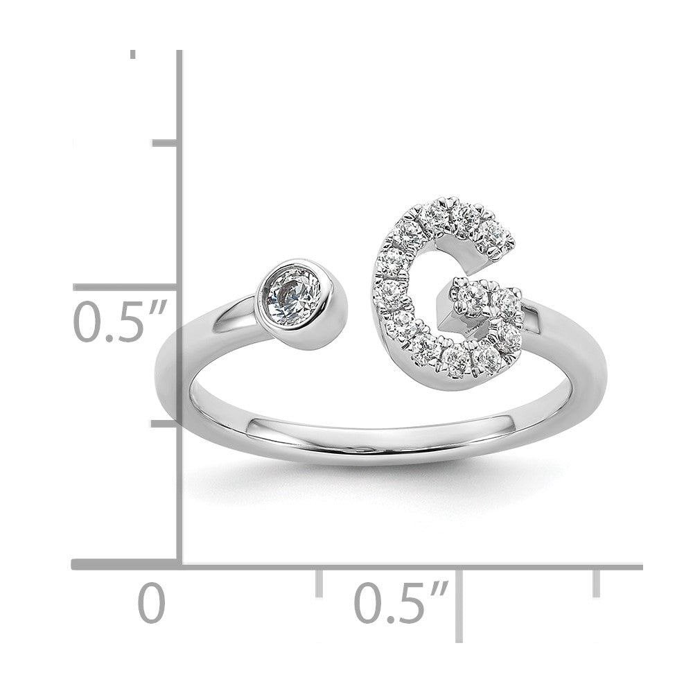 14k White Gold 1/5 Ct. Lab Grown Diamond VS/SI+ G+ Initial G Adjustable Ring