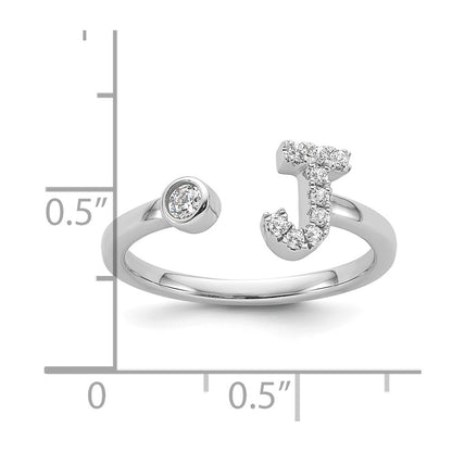 14k White Gold 1/6 Ct. Lab Grown Diamond VS/SI+ G+ Initial J Adjustable Ring