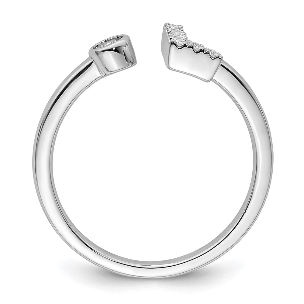 14k White Gold 1/8 Ct. Lab Grown Diamond VS/SI+ G+ Initial L Adjustable Ring