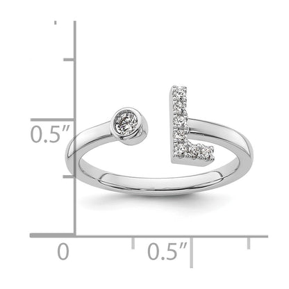 14k White Gold 1/8 Ct. Lab Grown Diamond VS/SI+ G+ Initial L Adjustable Ring