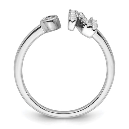 14k White Gold 1/5 Ct. Lab Grown Diamond VS/SI+ G+ Initial N Adjustable Ring