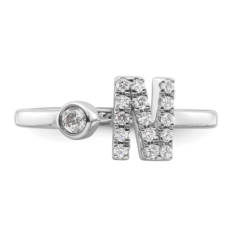 14k White Gold 1/5 Ct. Lab Grown Diamond VS/SI+ G+ Initial N Adjustable Ring