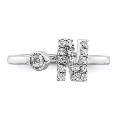 14k White Gold 1/5 Ct. Lab Grown Diamond VS/SI+ G+ Initial N Adjustable Ring