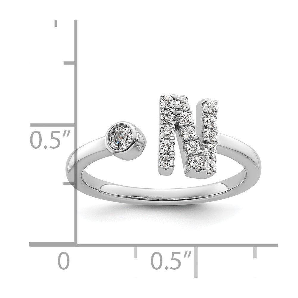 14k White Gold 1/5 Ct. Lab Grown Diamond VS/SI+ G+ Initial N Adjustable Ring