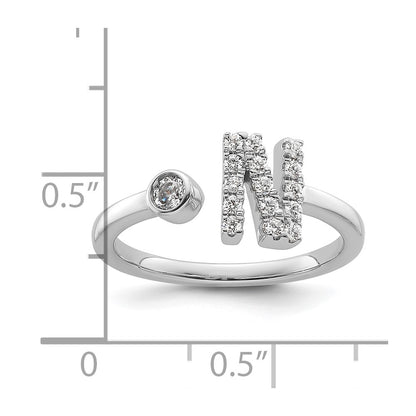 14k White Gold 1/5 Ct. Lab Grown Diamond VS/SI+ G+ Initial N Adjustable Ring