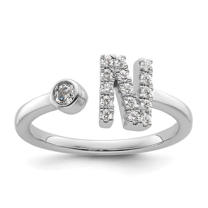 14k White Gold 1/5 Ct. Lab Grown Diamond VS/SI+ G+ Initial N Adjustable Ring