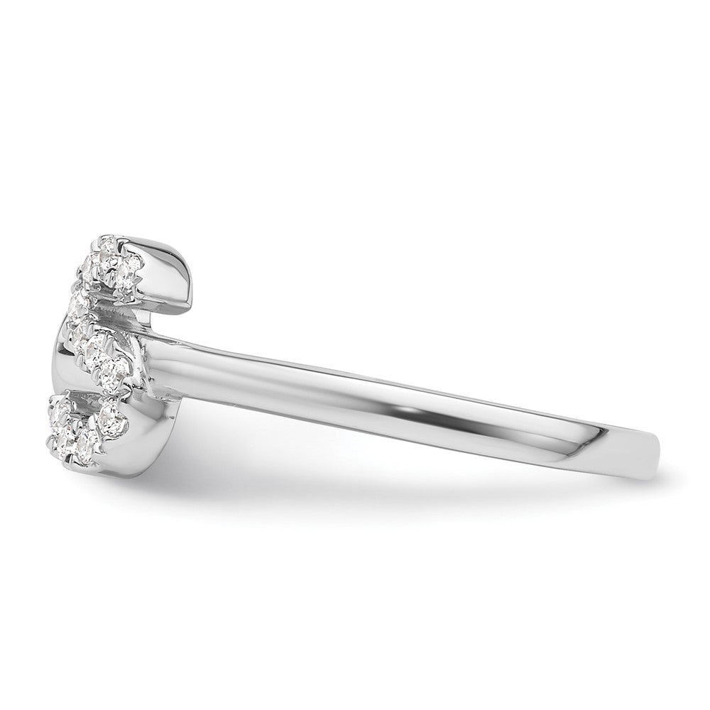 14k White Gold 1/6 Ct. Lab Grown Diamond VS/SI+ G+ Initial S Adjustable Ring