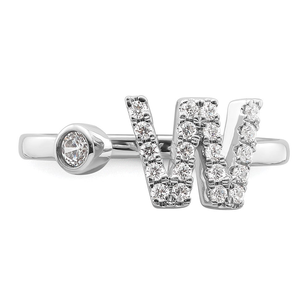 14k White Gold 1/4 Ct. Lab Grown Diamond VS/SI+ G+ Initial W Adjustable Ring