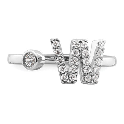 14k White Gold 1/4 Ct. Lab Grown Diamond VS/SI+ G+ Initial W Adjustable Ring