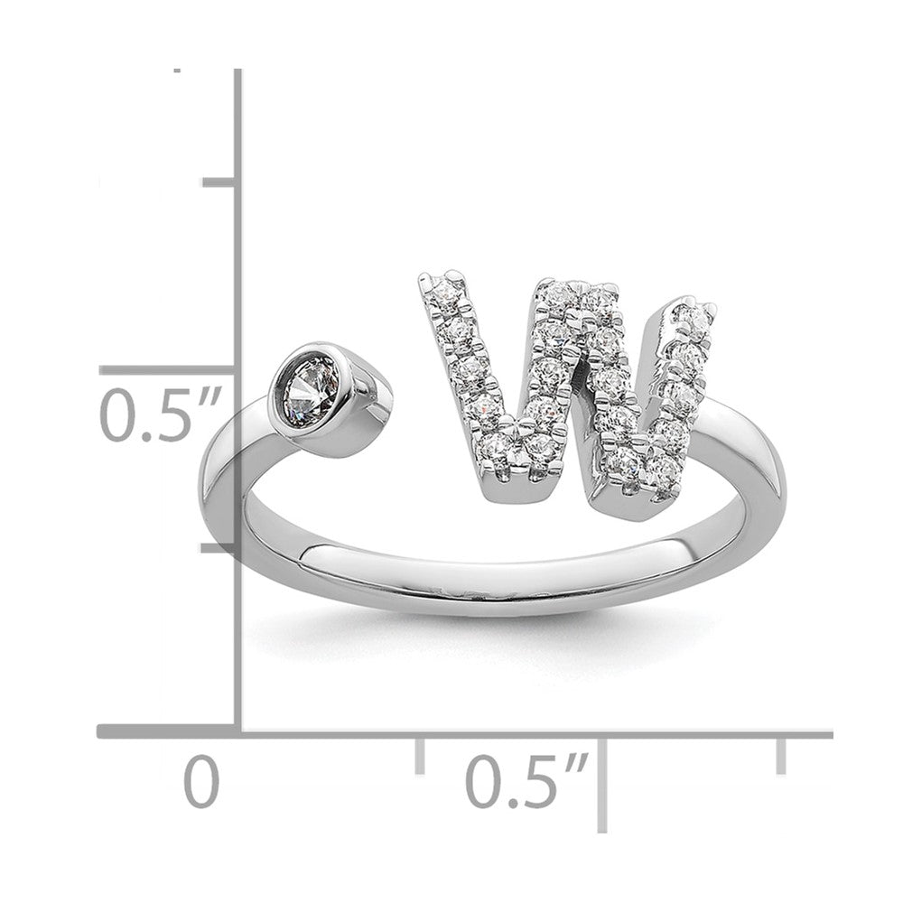 14k White Gold 1/4 Ct. Lab Grown Diamond VS/SI+ G+ Initial W Adjustable Ring