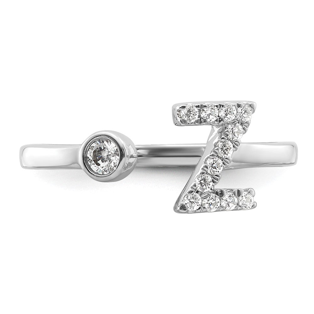 14k White Gold 1/5 Ct. Lab Grown Diamond VS/SI+ G+ Initial Z Adjustable Ring